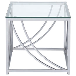 Lille Square Glass Top Side End Table Chrome
