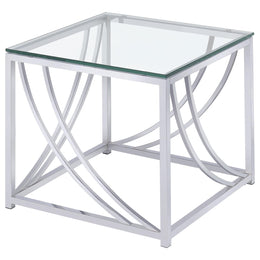 Lille 2-piece Glass Top Coffee And End Table Set Chrome