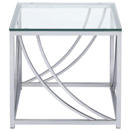 Lille 2-piece Glass Top Coffee And End Table Set Chrome
