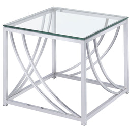 Lille Glass Top Coffee End Sofa Table Set Chrome