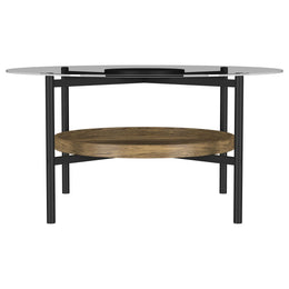 Delfin Round Coffee and End Table Set Brown