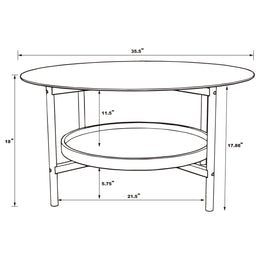 Delfin Round Glass Top Coffee Table Black and Brown