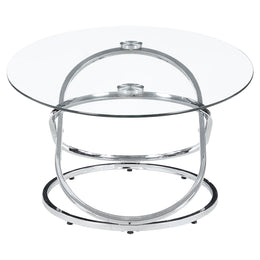 Warren Oval Glass Top Coffee Table Set Chrome