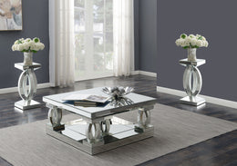 Amalia Mirrored Coffee and End Table Set Silver