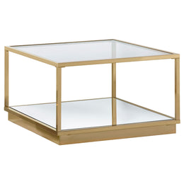 Renee Square Coffee Table Set Rose Brass