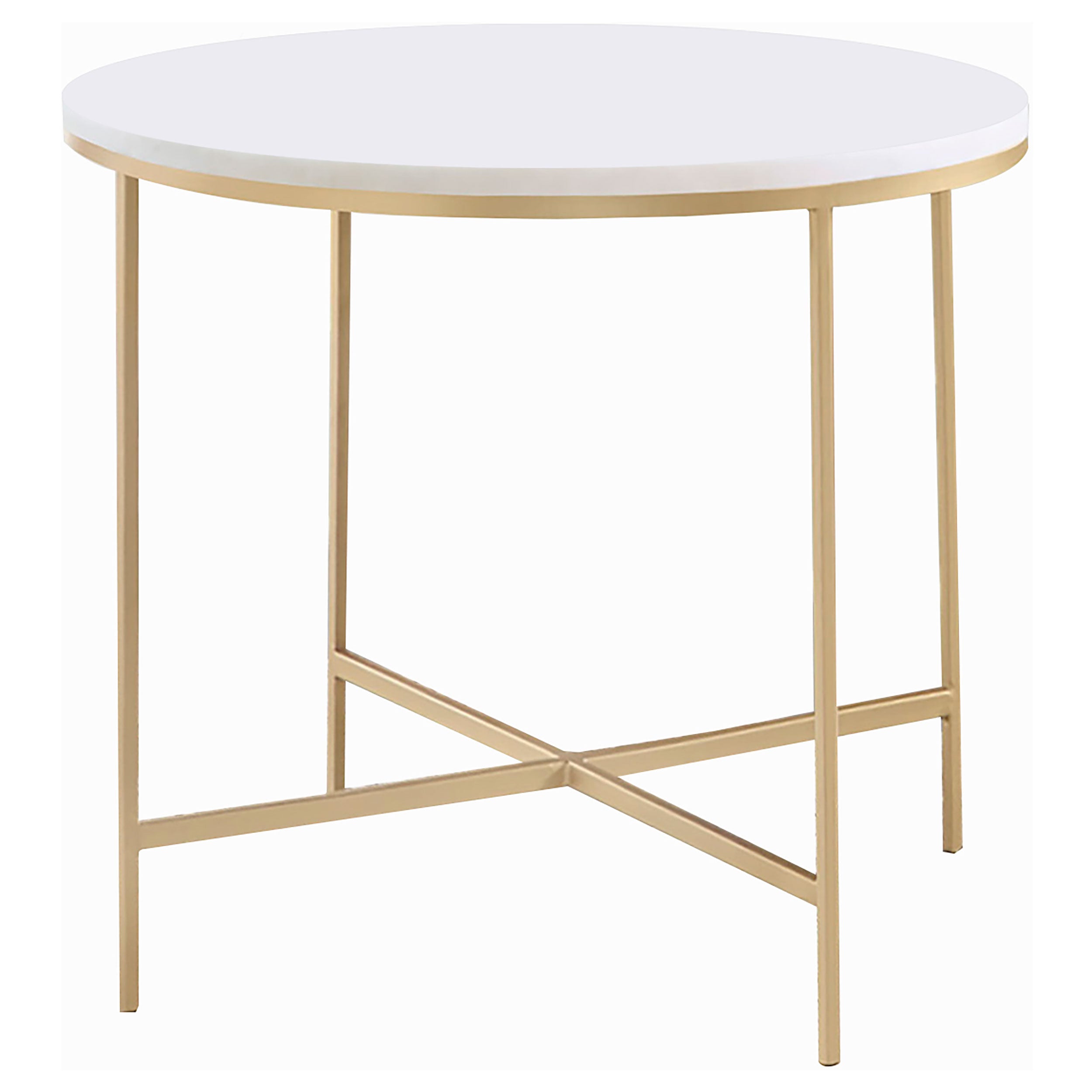 Ellison Round Marble Coffee and End Table Set White