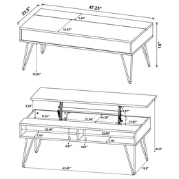Fanning Lift Top Coffee and End Table Set Golden Oak