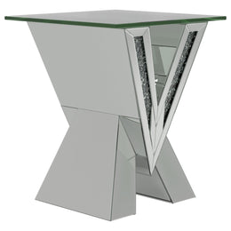 Taffeta Mirrored Coffee and End Table Set Silver