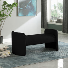 Meridian Peyton Black Boucle Fabric Bench