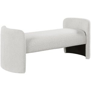 Meridian Peyton Cream Boucle Fabric Bench