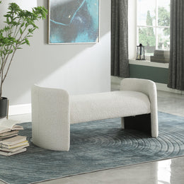 Meridian Peyton Cream Boucle Fabric Bench