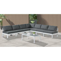 Meridian Nizuc Grey Water Resistant Fabric Outdoor Patio Modular Sectional
