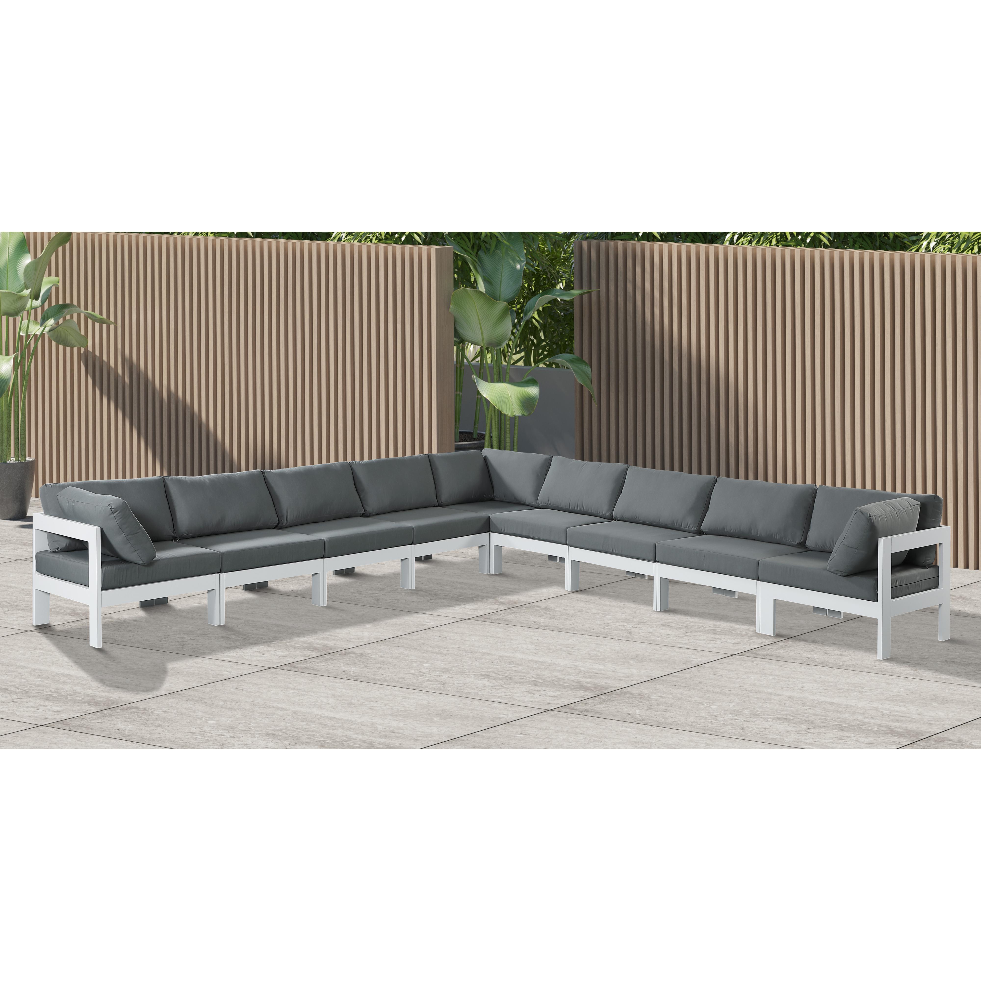 Meridian Nizuc Grey Water Resistant Fabric Outdoor Patio Modular Sectional