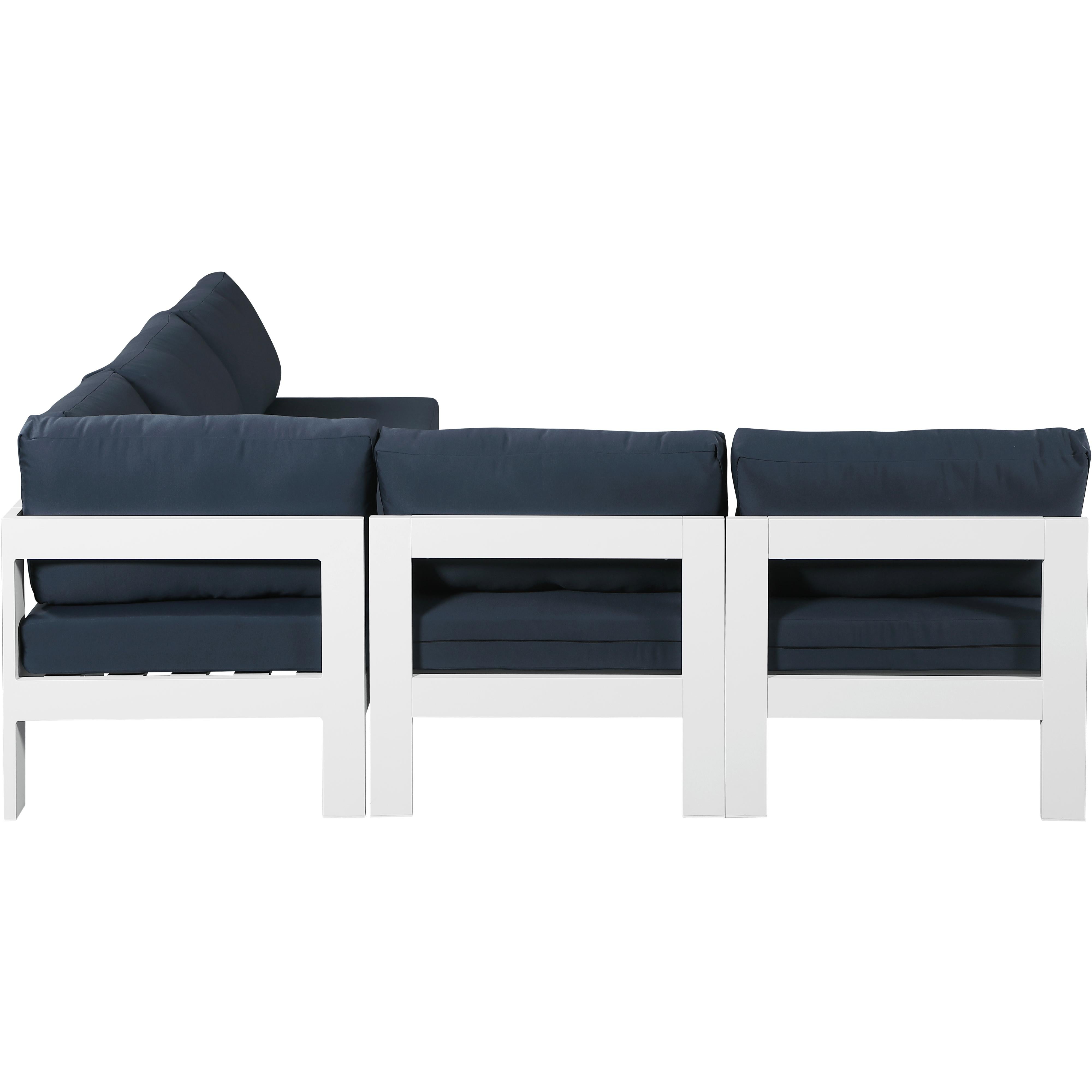 Meridian Nizuc Navy Water Resistant Fabric Outdoor Patio Modular Sectional