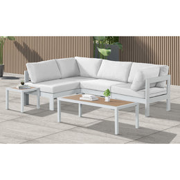 Meridian Nizuc White Water Resistant Fabric Outdoor Patio Modular Sectional