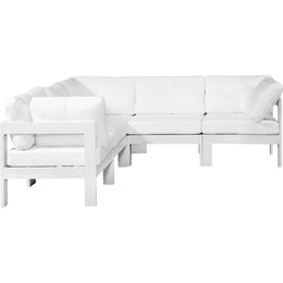 Meridian Nizuc White Water Resistant Fabric Outdoor Patio Modular Sectional