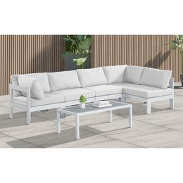 Meridian Nizuc White Water Resistant Fabric Outdoor Patio Modular Sectional