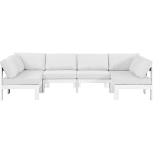Meridian Nizuc White Water Resistant Fabric Outdoor Patio Modular Sectional