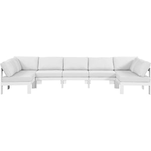 Meridian Nizuc White Water Resistant Fabric Outdoor Patio Modular Sectional