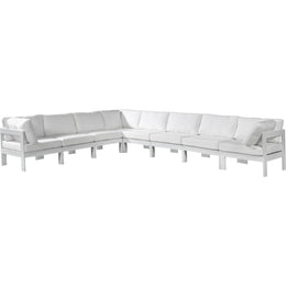 Meridian Nizuc White Water Resistant Fabric Outdoor Patio Modular Sectional