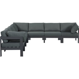 Meridian Nizuc Grey Water Resistant Fabric Outdoor Patio Modular Sectional