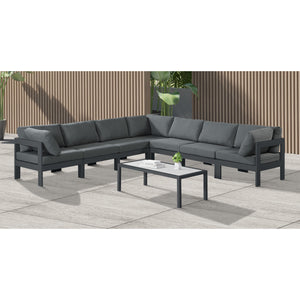 Meridian Nizuc Grey Water Resistant Fabric Outdoor Patio Modular Sectional