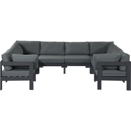 Meridian Nizuc Grey Water Resistant Fabric Outdoor Patio Modular Sectional