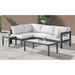 Meridian Nizuc White Water Resistant Fabric Outdoor Patio Modular Sectional