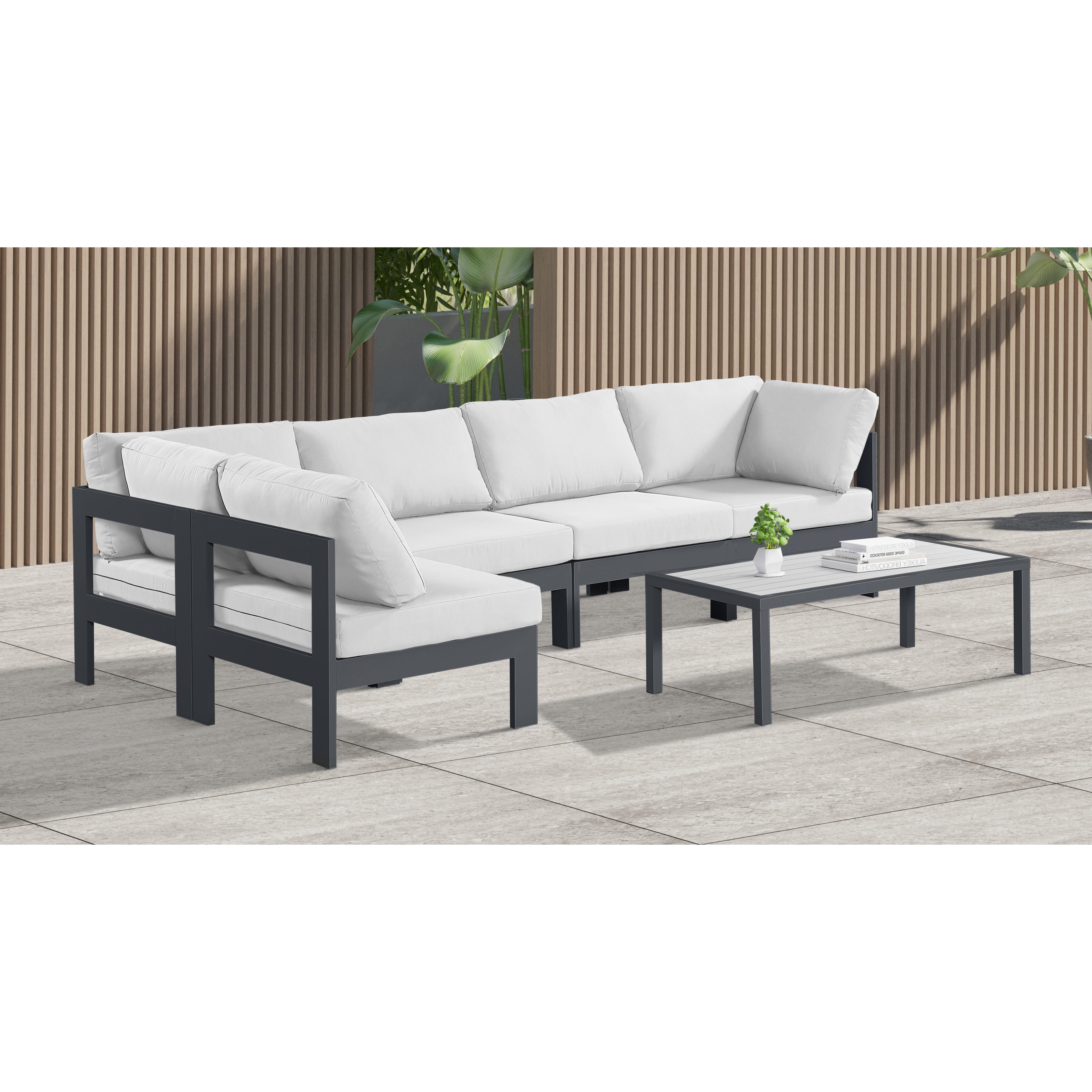 Meridian Nizuc White Water Resistant Fabric Outdoor Patio Modular Sectional