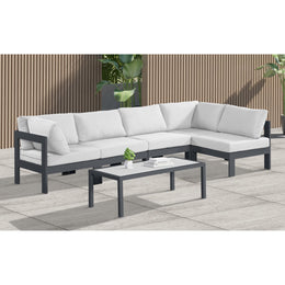Meridian Nizuc White Water Resistant Fabric Outdoor Patio Modular Sectional