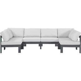 Meridian Nizuc White Water Resistant Fabric Outdoor Patio Modular Sectional