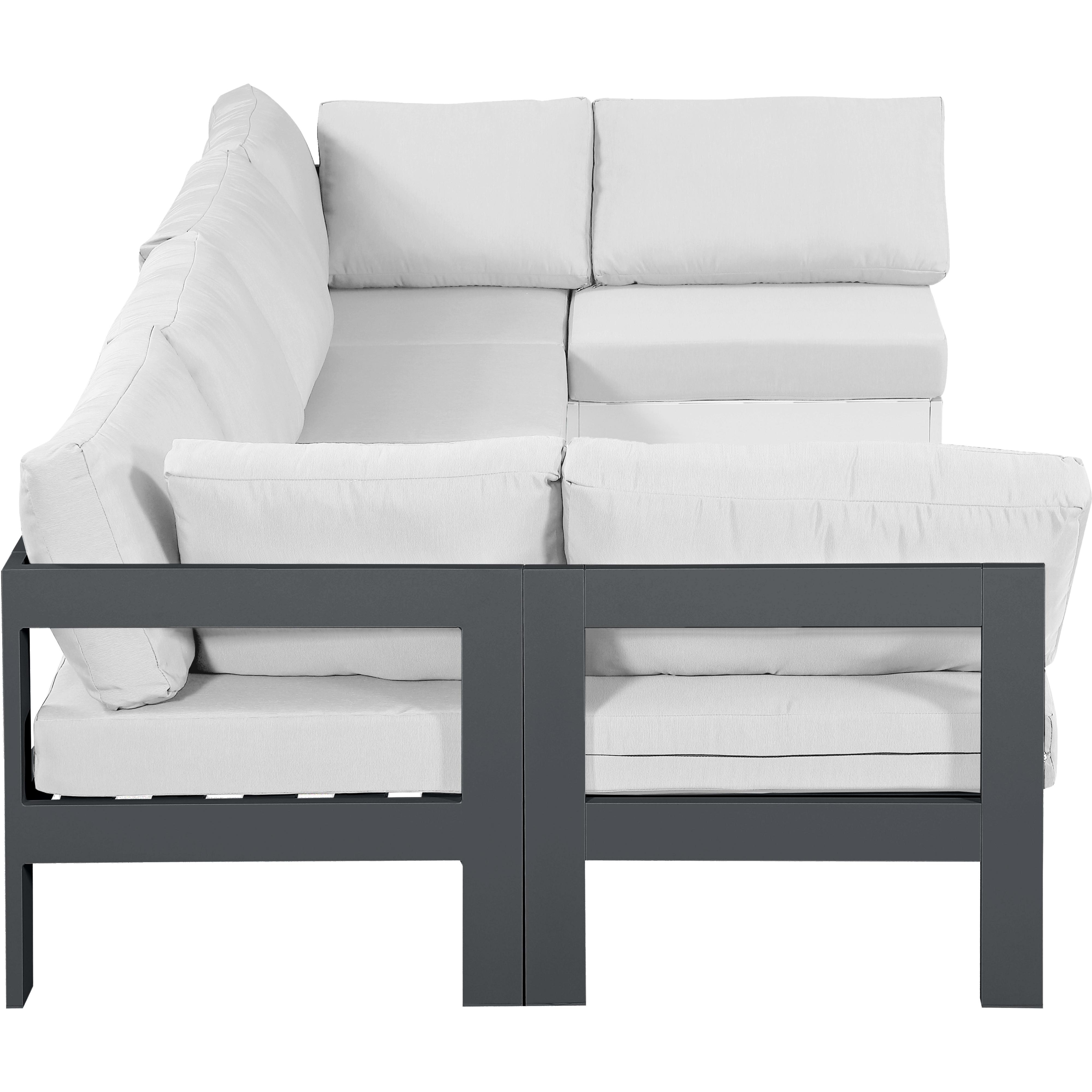 Meridian Nizuc White Water Resistant Fabric Outdoor Patio Modular Sectional