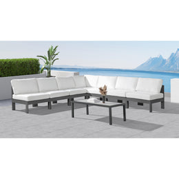Meridian Nizuc White Water Resistant Fabric Outdoor Patio Modular Sectional