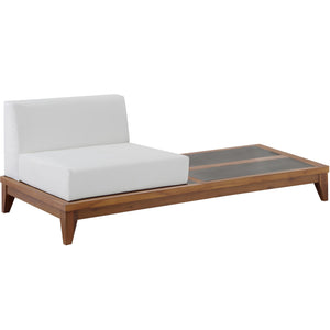 Meridian Rio Off White Water Resistant Fabric Outdoor Patio Modular Chair w/ Integrated Table