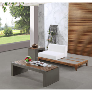 Meridian Rio Off White Water Resistant Fabric Outdoor Patio Modular Chair w/ Integrated Table