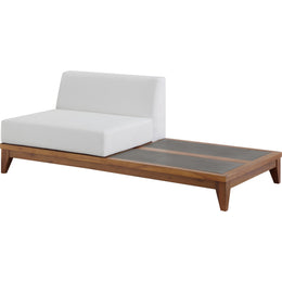 Meridian Rio Off White Water Resistant Fabric Outdoor Patio Modular Chair w/ Integrated Table
