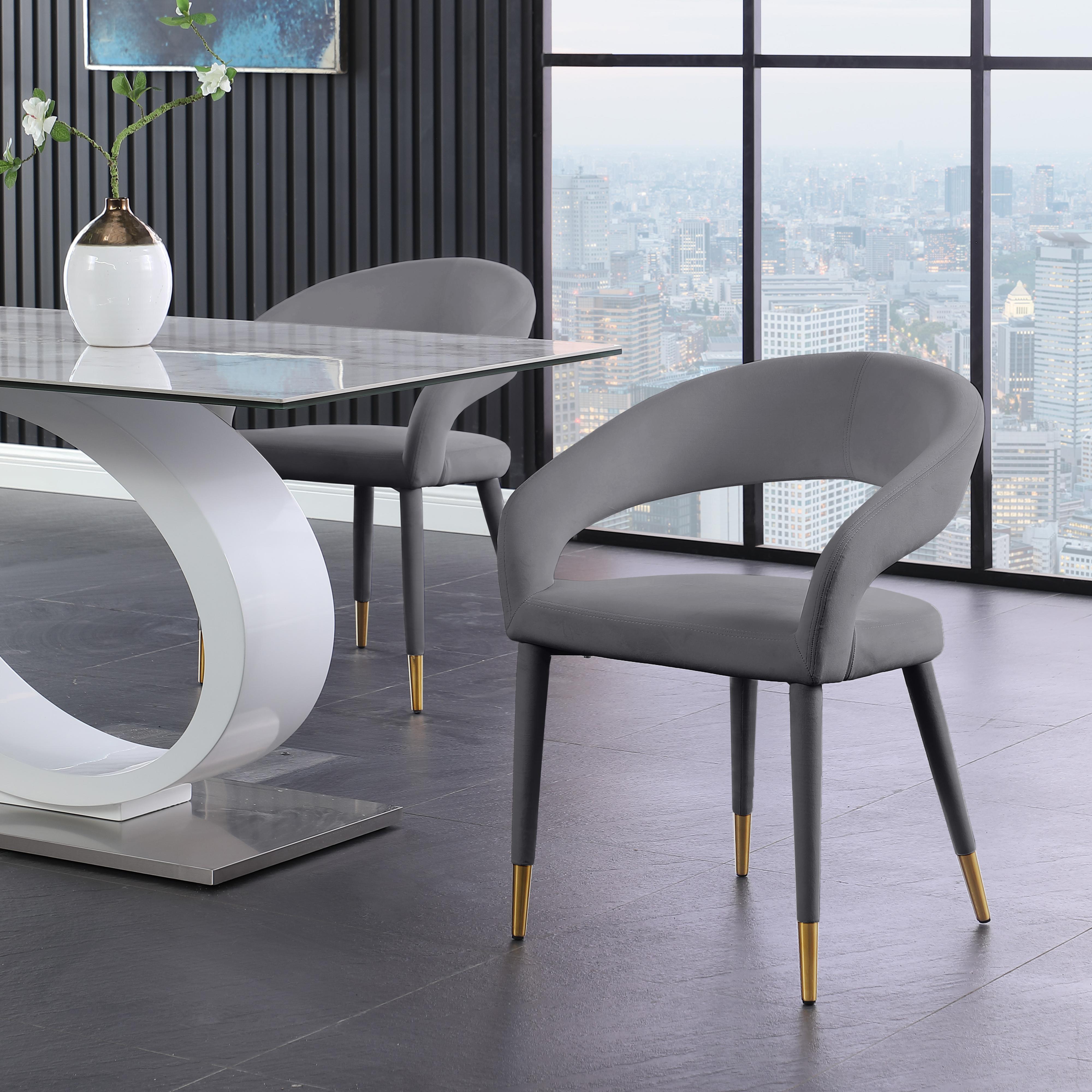 Meridian Destiny Grey Velvet Dining Chair