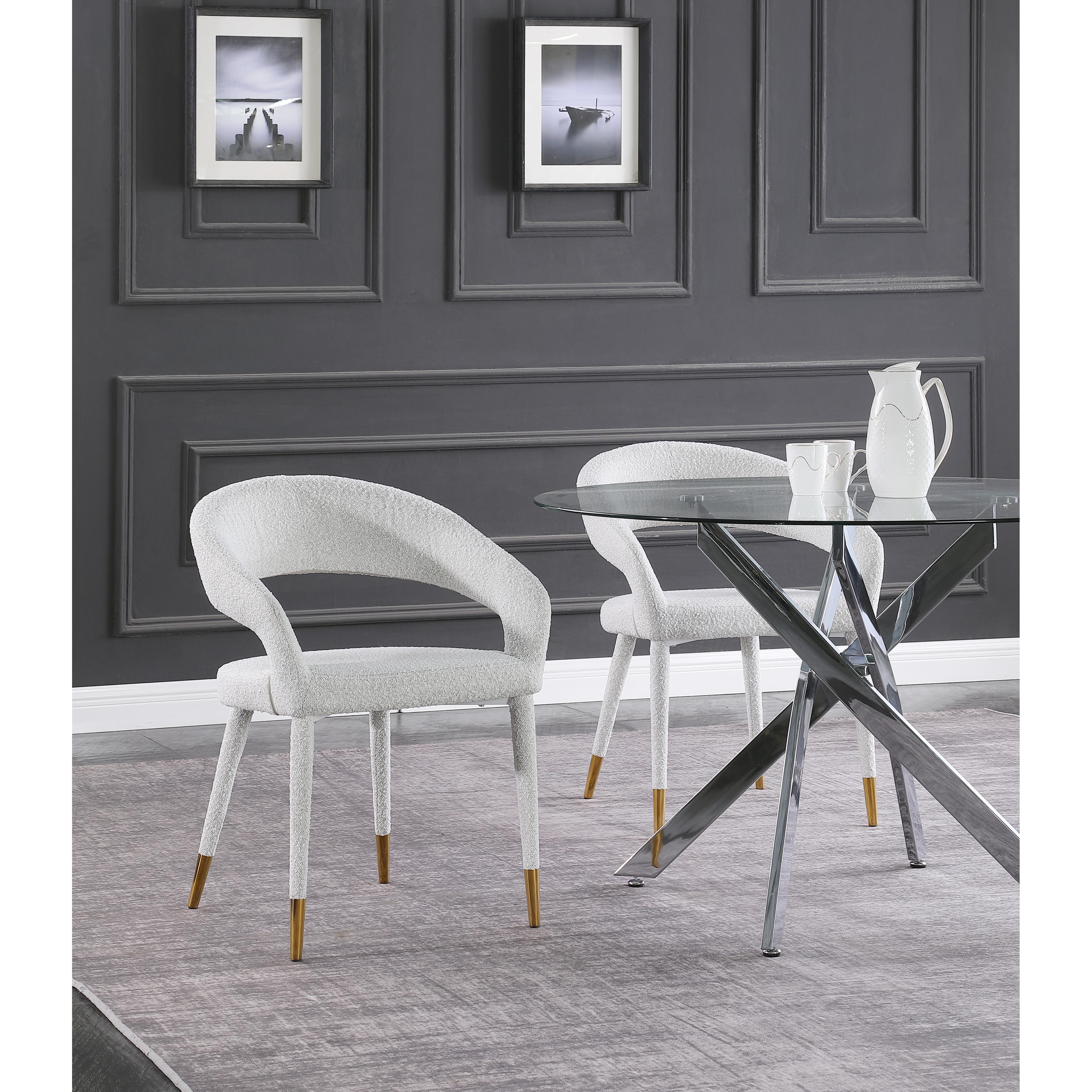 Meridian Destiny Cream Boucle Fabric Dining Chair