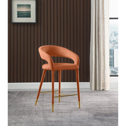 Meridian Destiny Cognac Velvet Stool