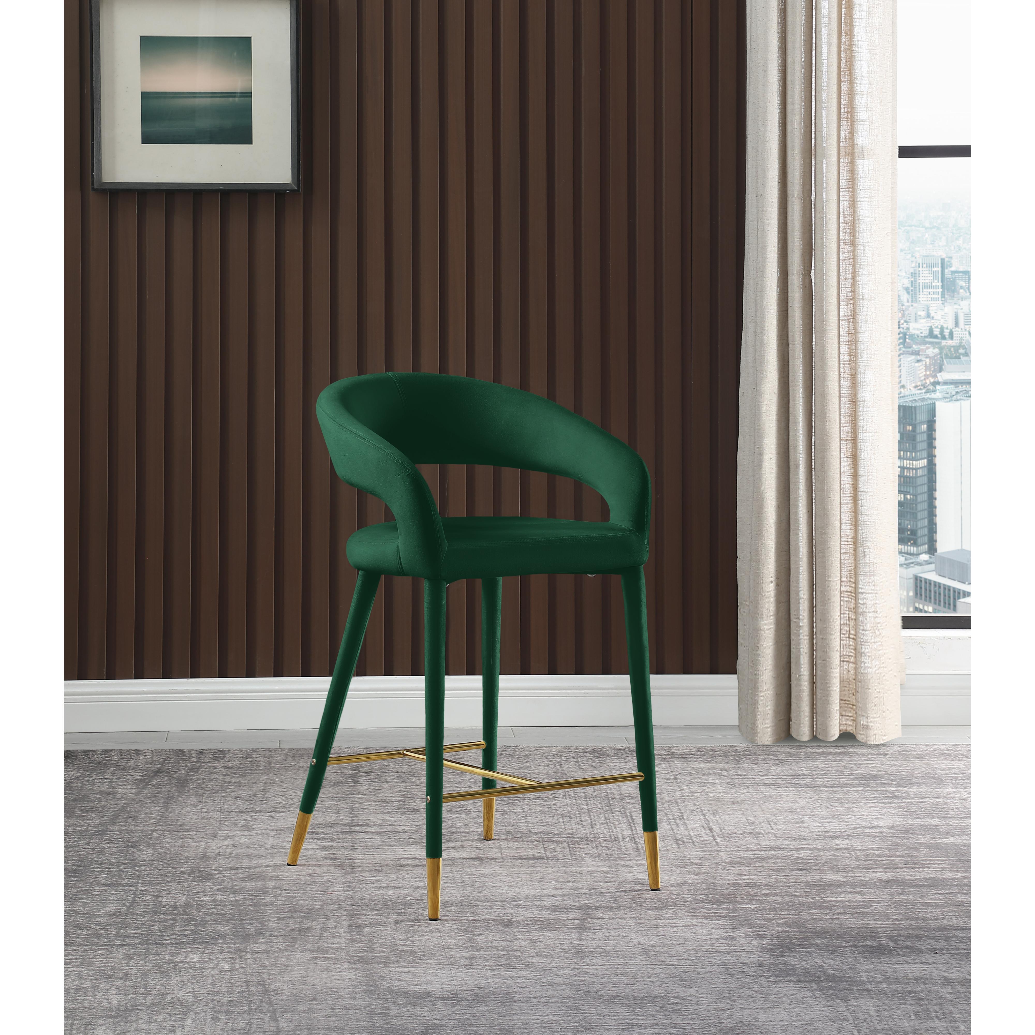 Meridian Destiny Green Velvet Stool