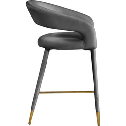 Meridian Destiny Grey Velvet Stool