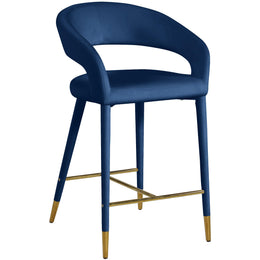 Meridian Destiny Navy Velvet Stool
