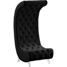 Meridian Crescent Black Velvet Accent Chair