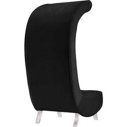 Meridian Crescent Black Velvet Accent Chair