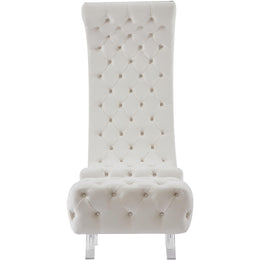 Meridian Crescent Cream Velvet Accent Chair