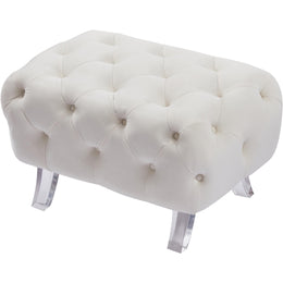 Meridian Crescent Cream Velvet Ottoman
