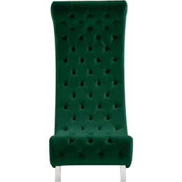 Meridian Crescent Green Velvet Accent Chair