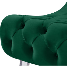 Meridian Crescent Green Velvet Accent Chair