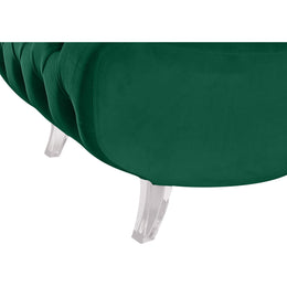 Meridian Crescent Green Velvet Accent Chair