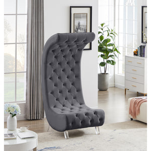 Meridian Crescent Grey Velvet Accent Chair